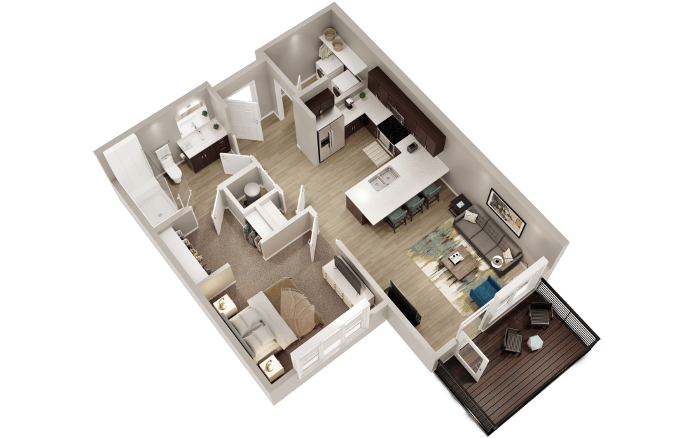 A3 - 1 bedroom floorplan layout with 1 bathroom and 687 square feet